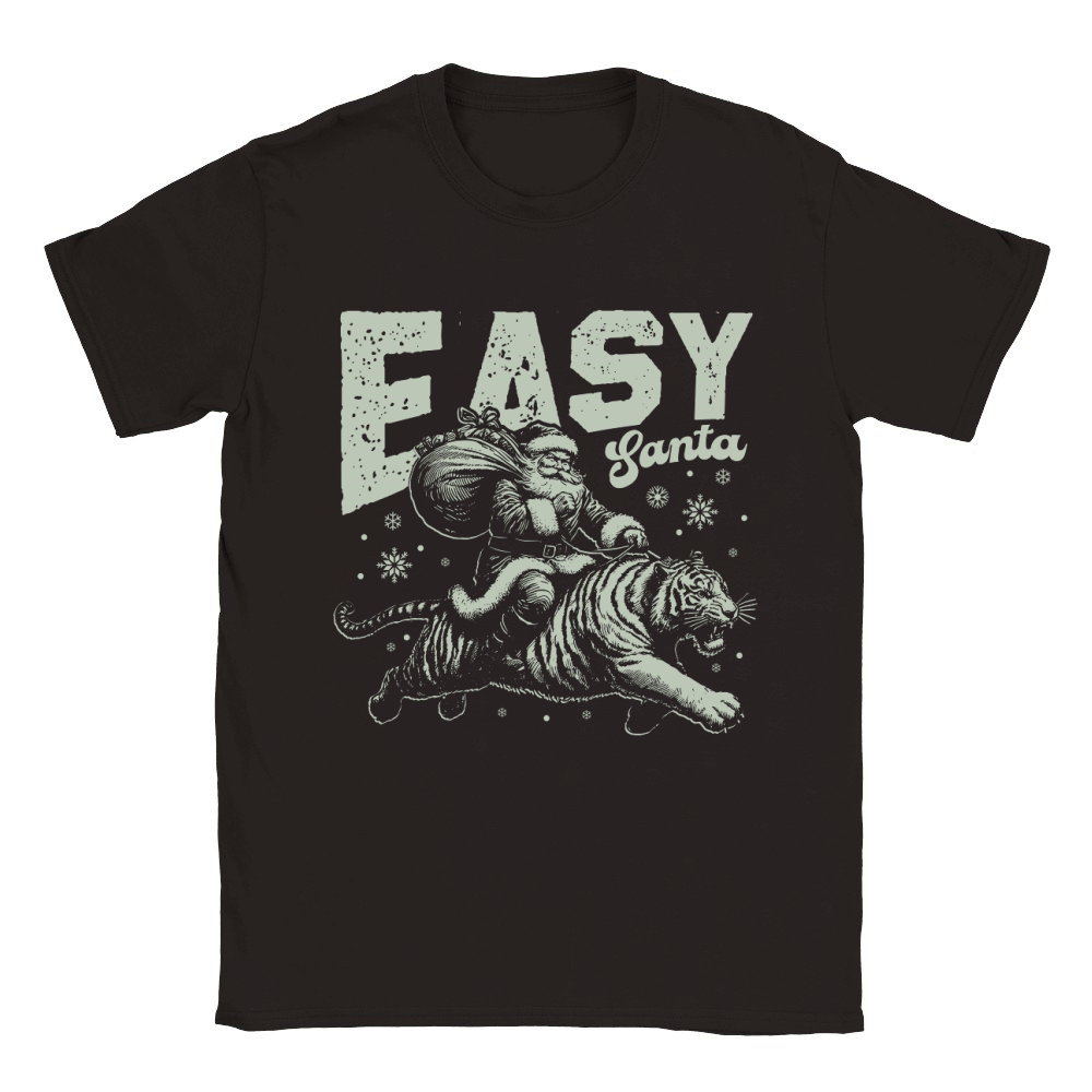 Easy Santa Riding Tiger D Retro Green Classic Kids Crewneck T-shirt