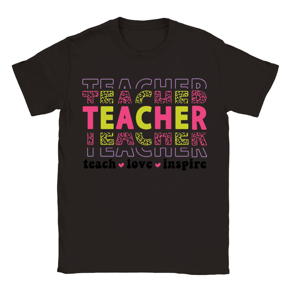 teacher teach love inspire 2 color Classic Kids Crewneck T-shirt