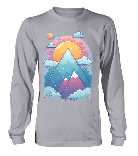 Cartoon Style Vibrant Mountains Long sleeved Unisex