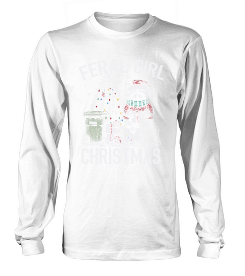 Feral Girl Christmas Raccoon D Color TR Long sleeved Unisex