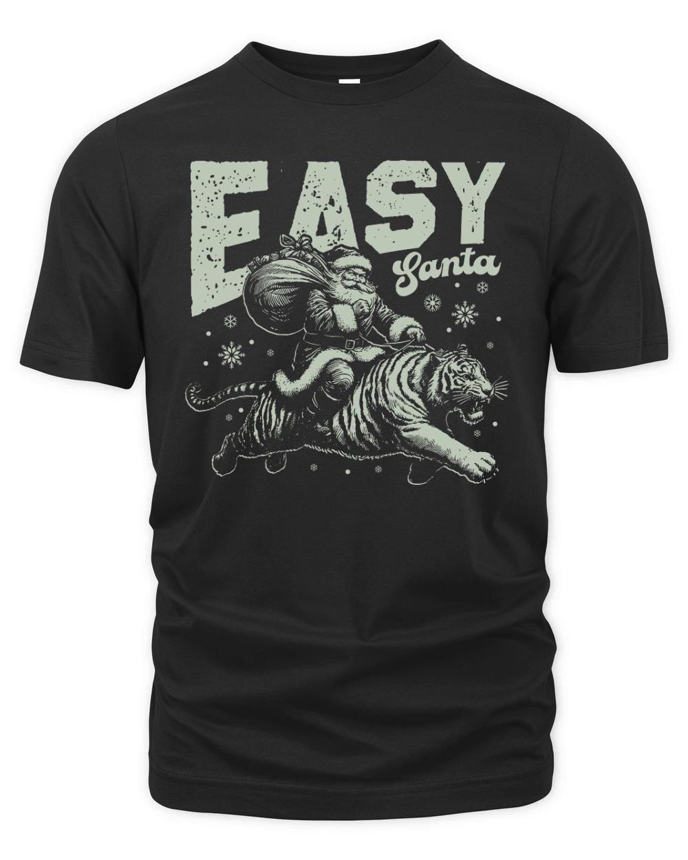 Easy Santa Riding Tiger D Retro Green Organic Unisex T-shirt