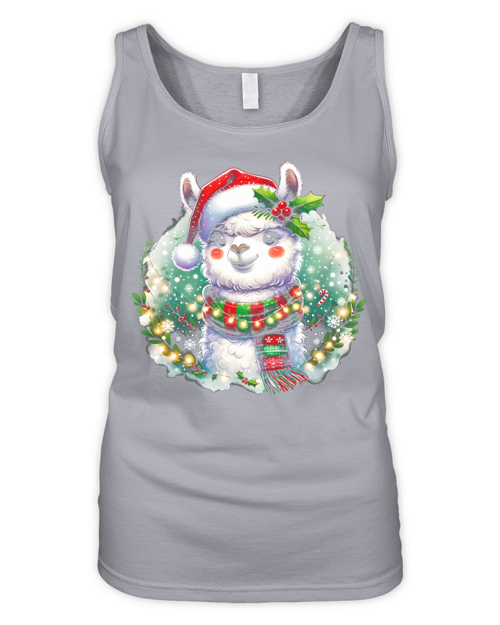 Adorable Christmas Llama in Santa 1 Organic Women's Tank Top