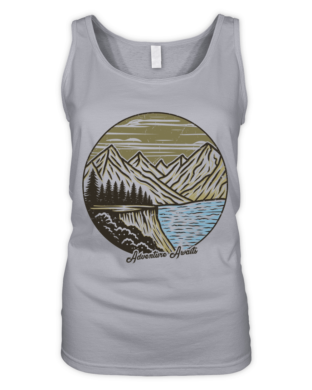 Adventure awaits mountain vector art graphic t shirt design illustration Organic Women's Tank Top