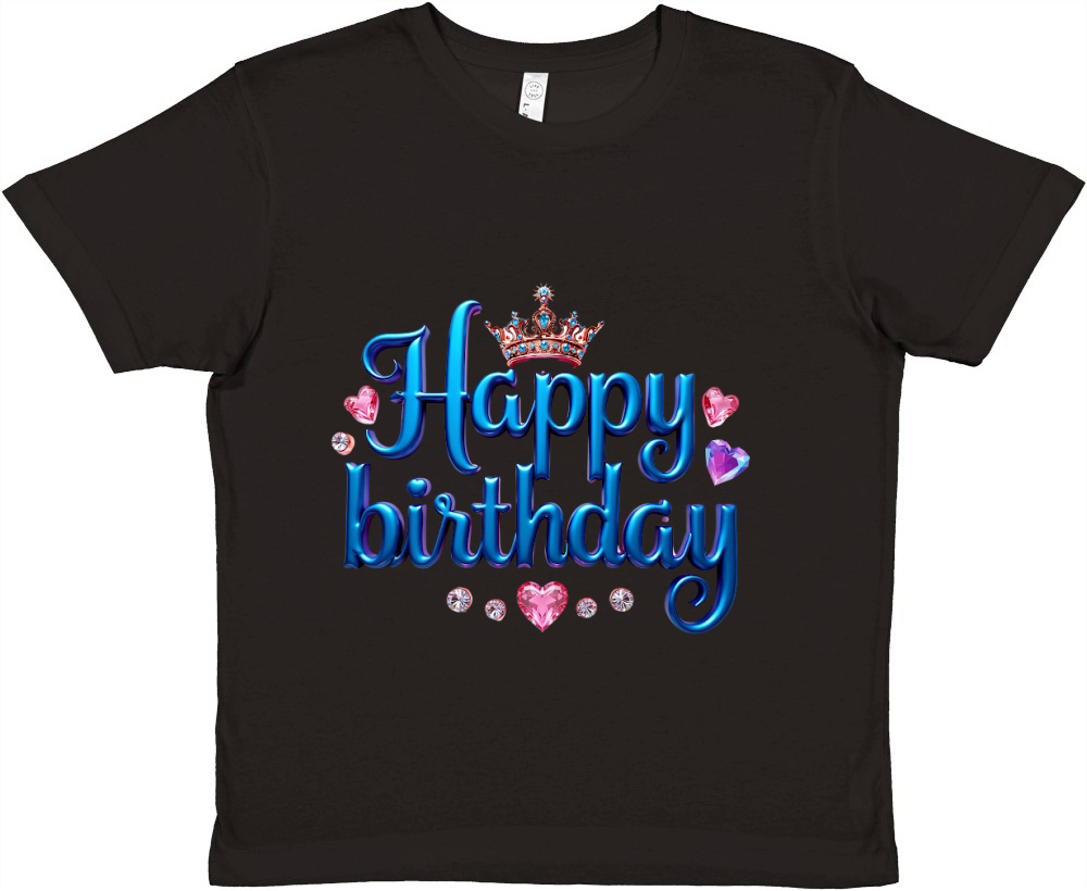 Colorful Metallic Happy Birthday Premium Kids Crewneck T-shirt