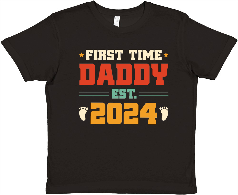 father day First Time Daddy Est 2024 Premium Kids Crewneck T-shirt