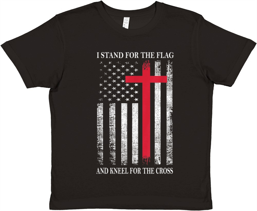 I Stand for the Flag and Kneel for the Cross Premium Kids Crewneck T-shirt