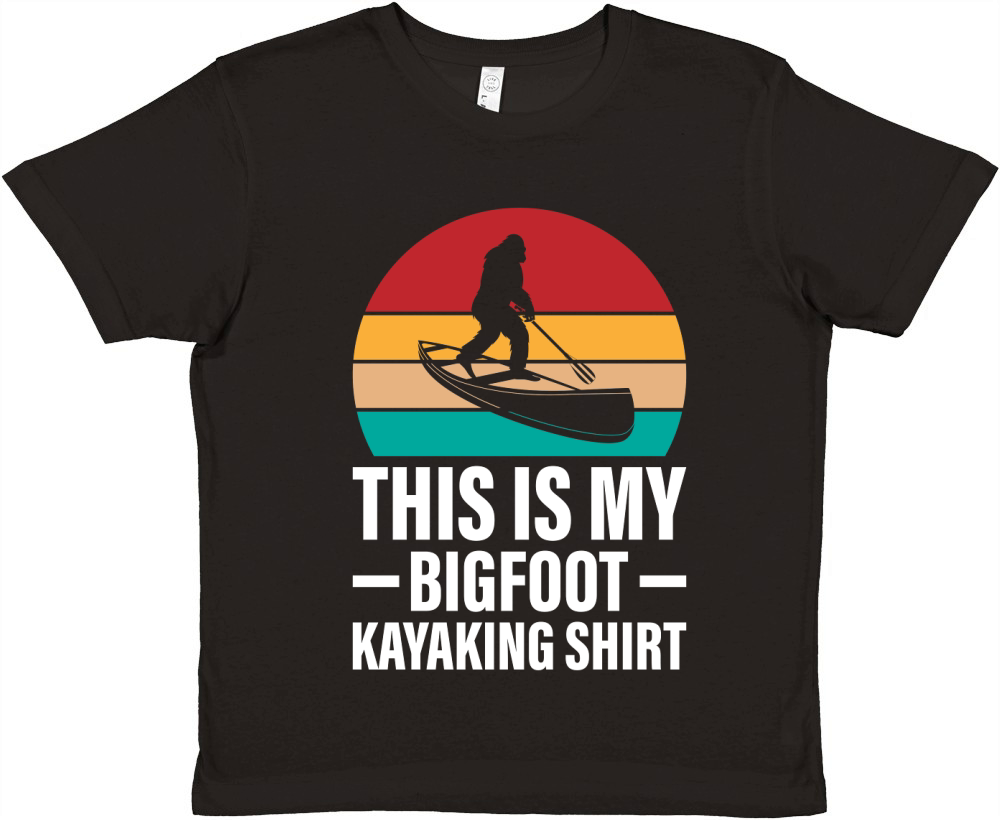 Retro Bigfoot Kayak Vintage Sasquatch Kayaking Premium Kids Crewneck T-shirt