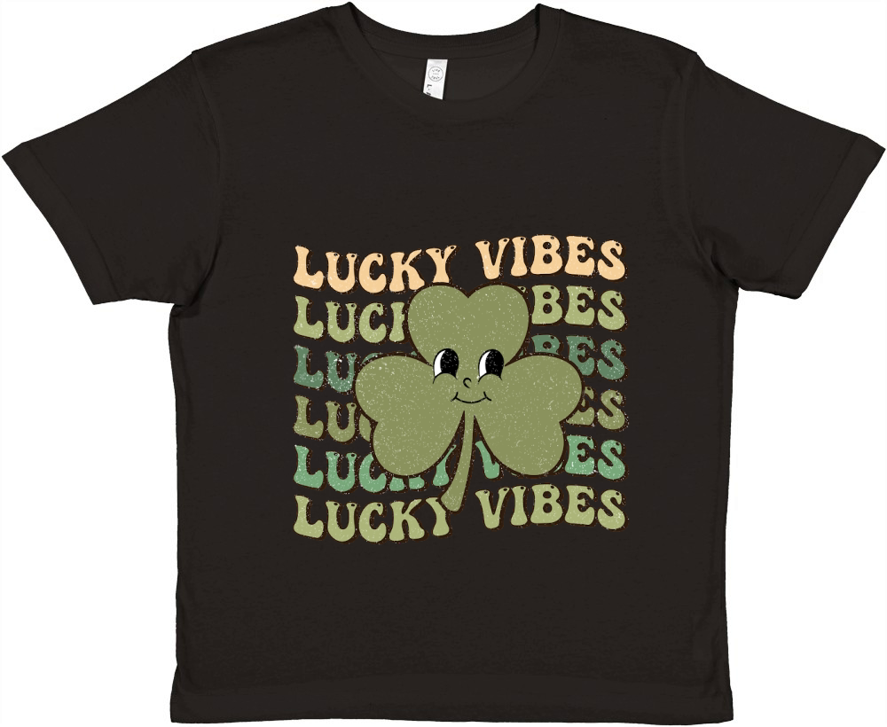 Retro St Patricks Day lucky vibes Premium Kids Crewneck T-shirt