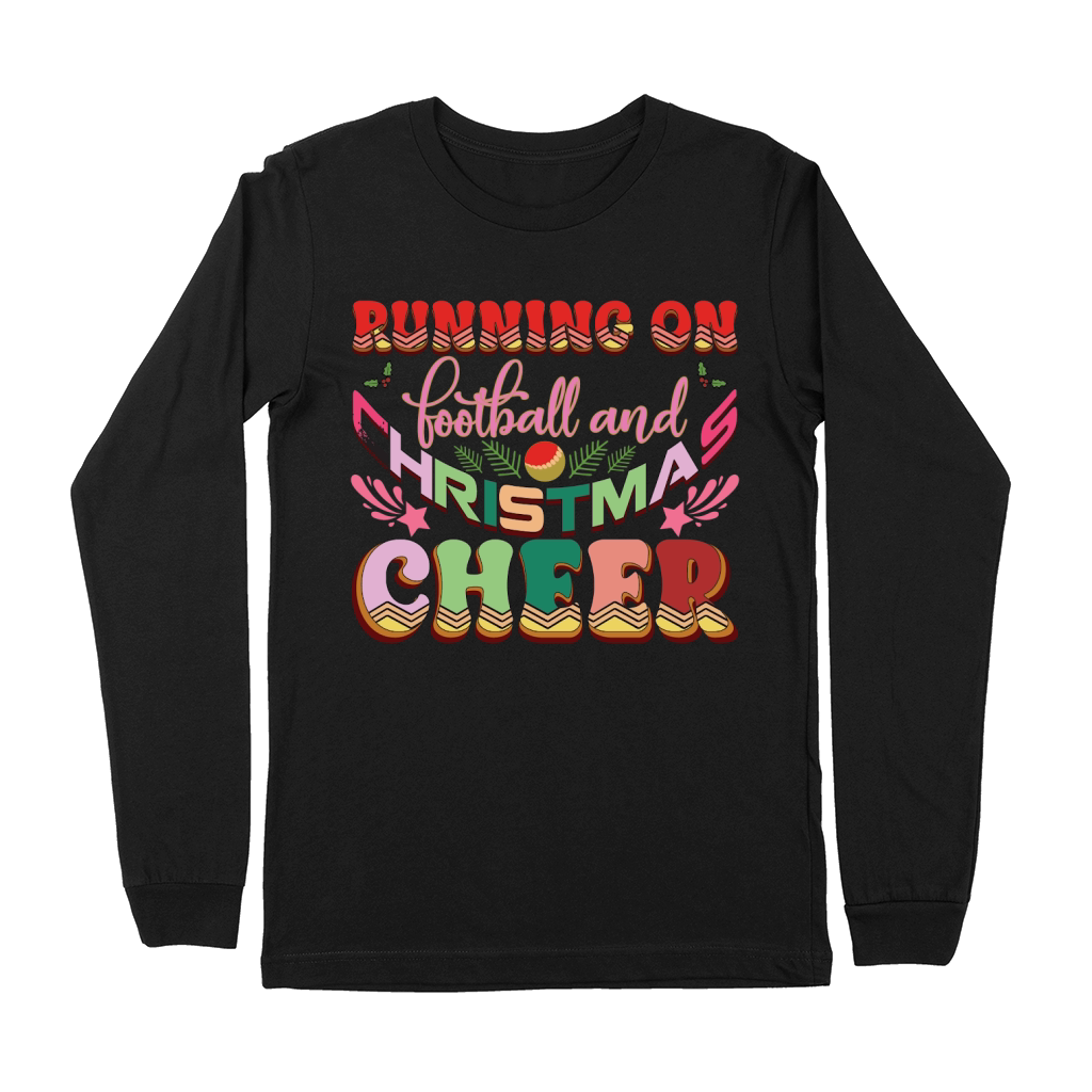 Running on football and Christmas Cheer Premium Long Sleeve