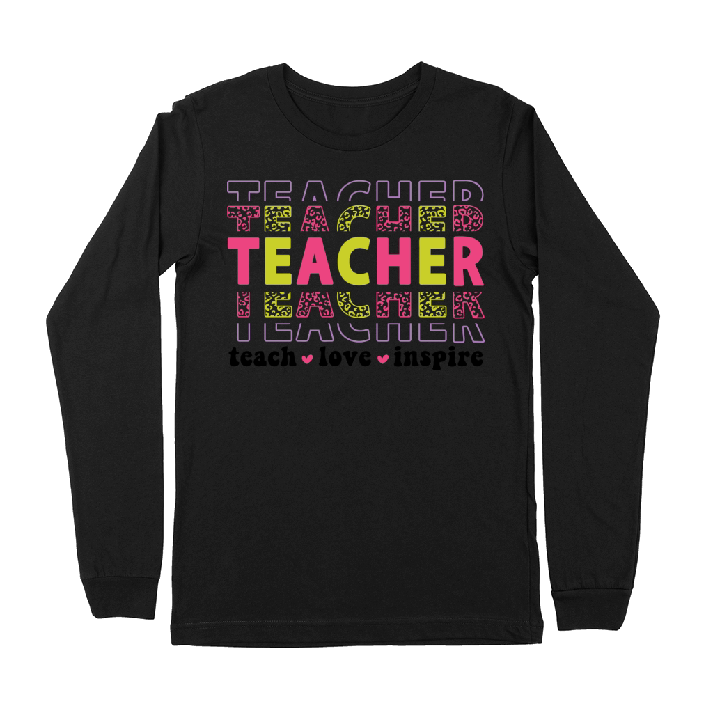 teacher teach love inspire 2 color Premium Long Sleeve