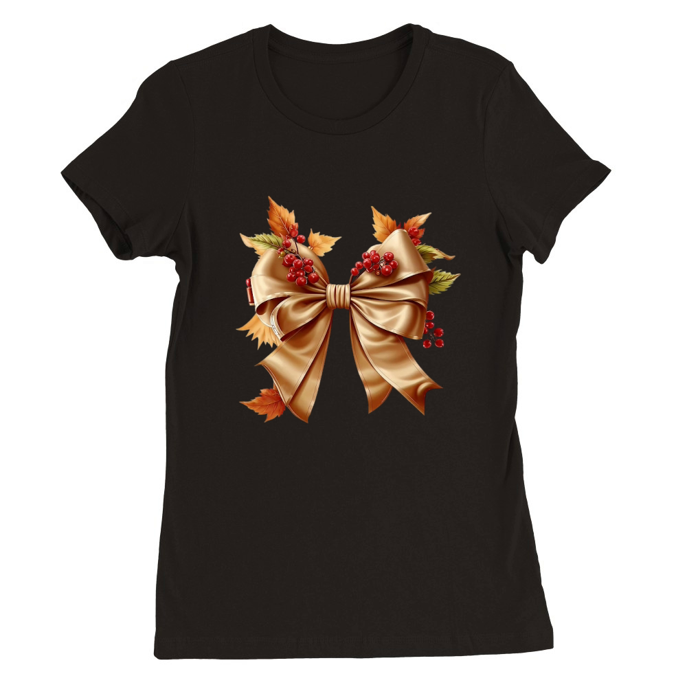 Cute fall bow sublimation Premium Womens Crewneck T-shirt