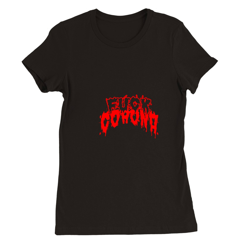 fuck corona red text Premium Womens Crewneck T-shirt