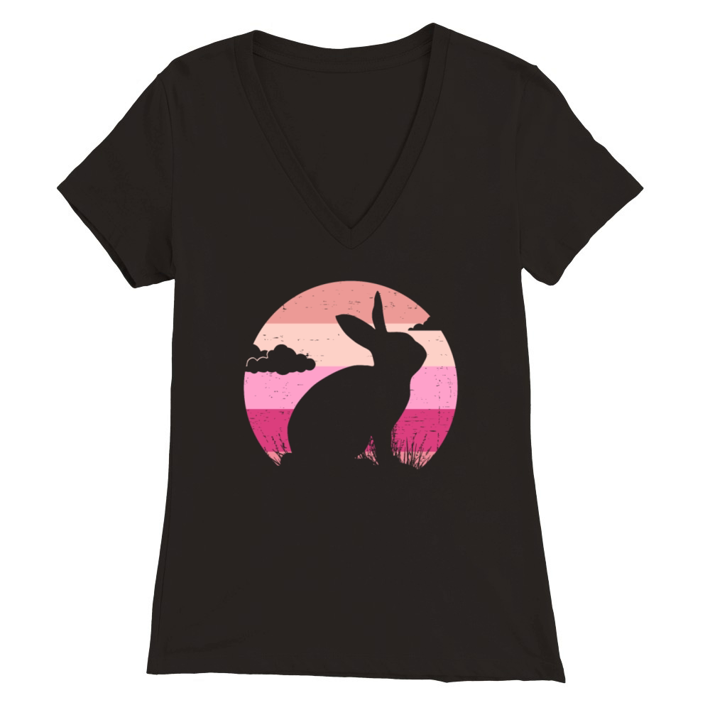 Bunny Retro Premium Womens V-Neck T-shirt