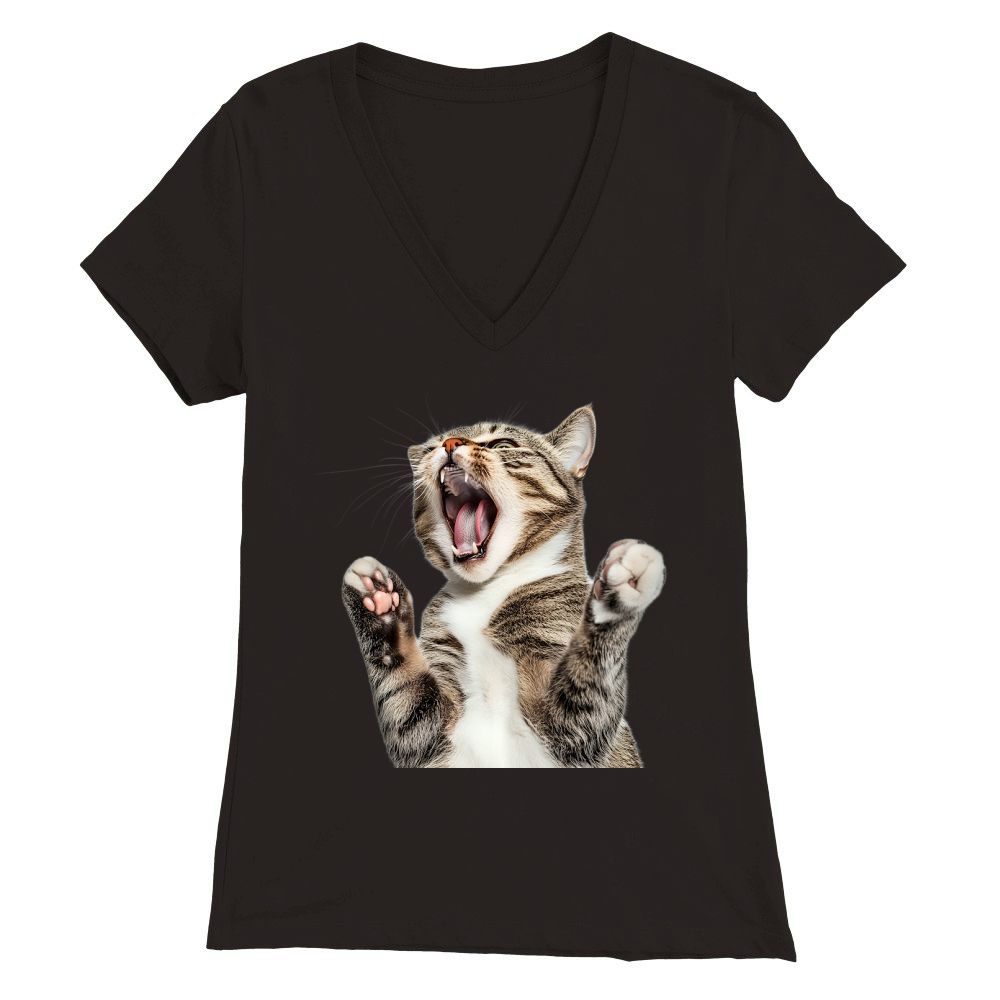 Three Tabby Cat 03 Premium Womens V-Neck T-shirt