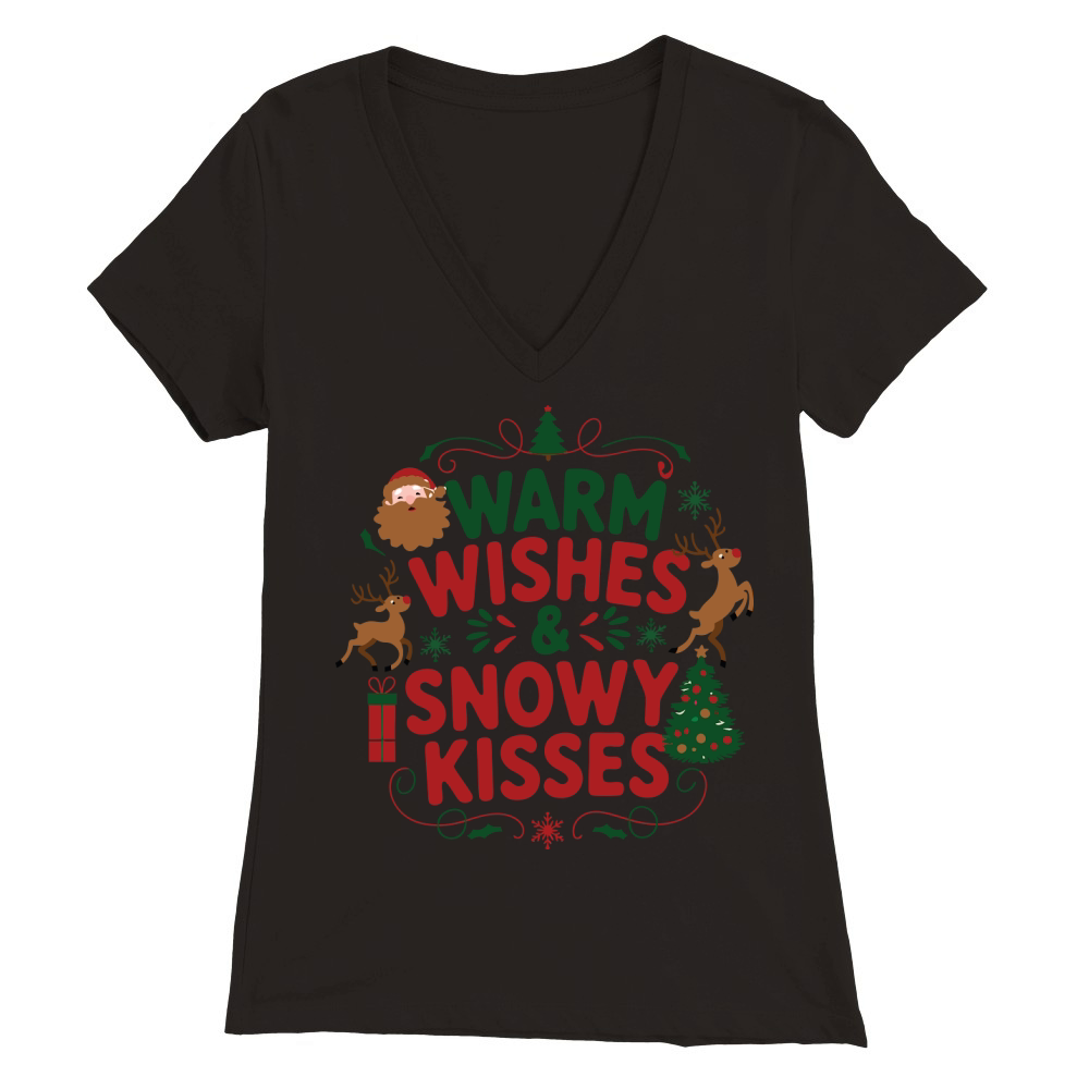 Warm Wishes & Snowy Kisses Premium Womens V-Neck T-shirt
