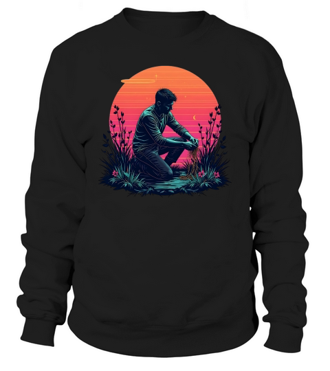 Man Harvesting Plants at Sunset Sweatshirt Unisex