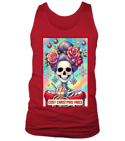 Cosy Chiristmas Vibes Skeleton Taro Card Tank Top Unisex