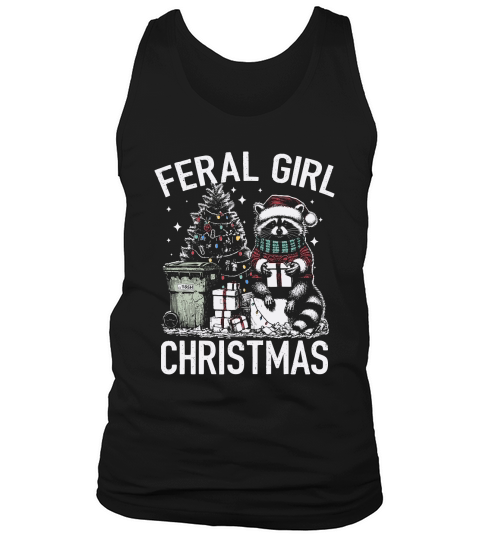 Feral Girl Christmas Raccoon D Color TR Tank Top Unisex