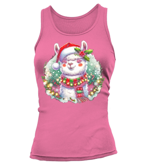 Adorable Christmas Llama in Santa 1 Tank top Woman