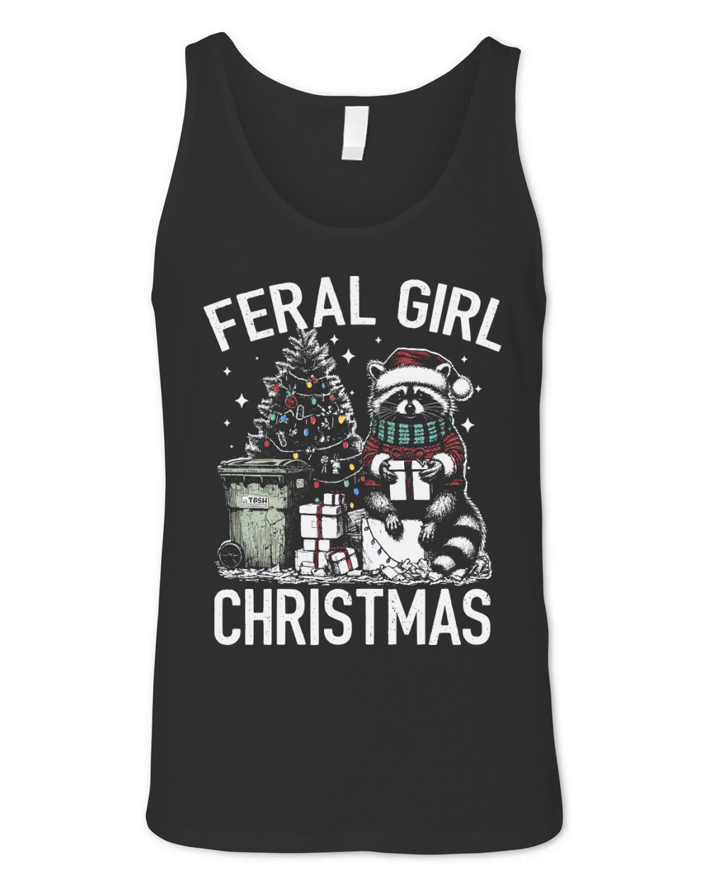 Feral Girl Christmas Raccoon D Color TR Unisex Jersey Tank