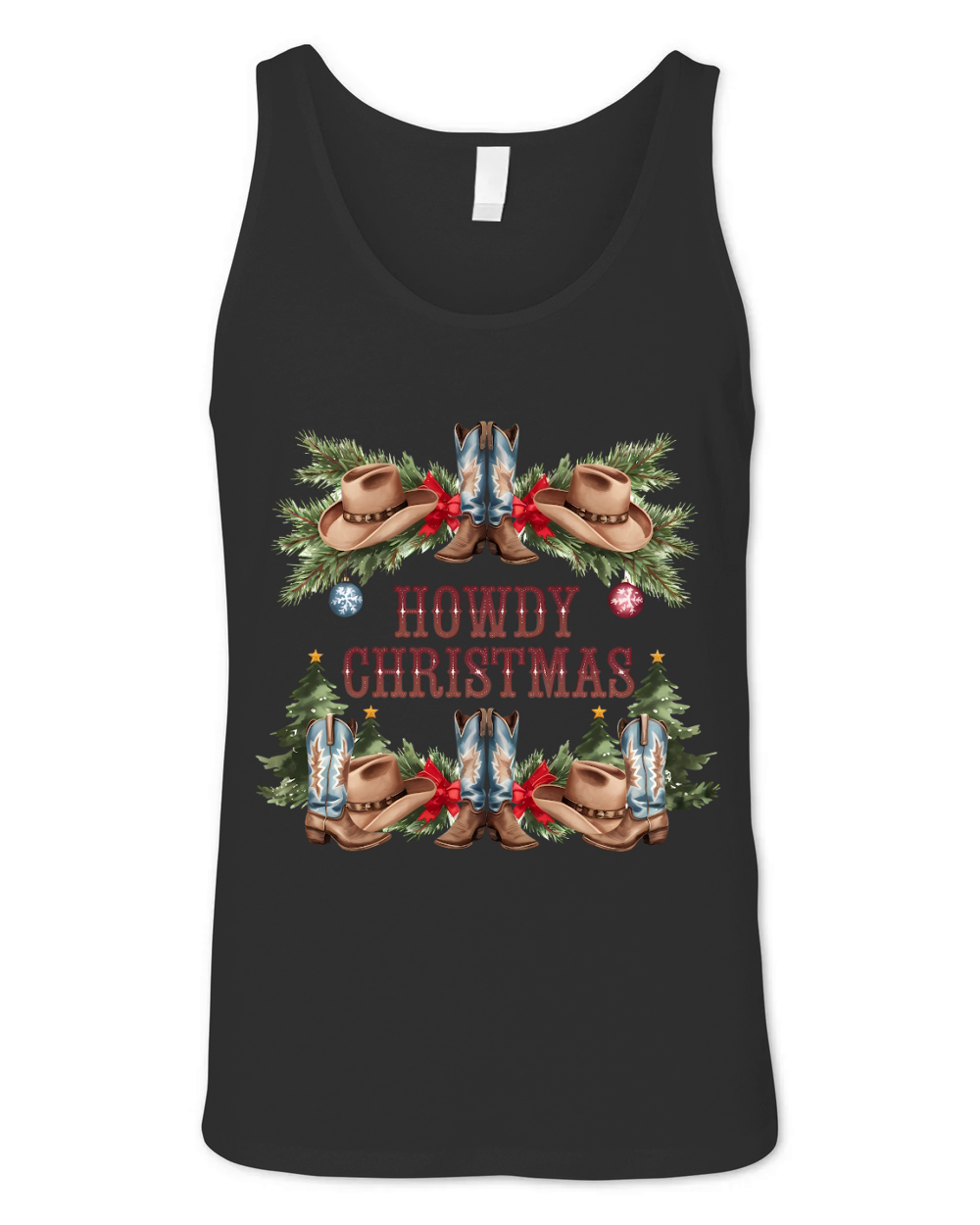 Howdy Christmas Vintage Christmas 4 Unisex Jersey Tank