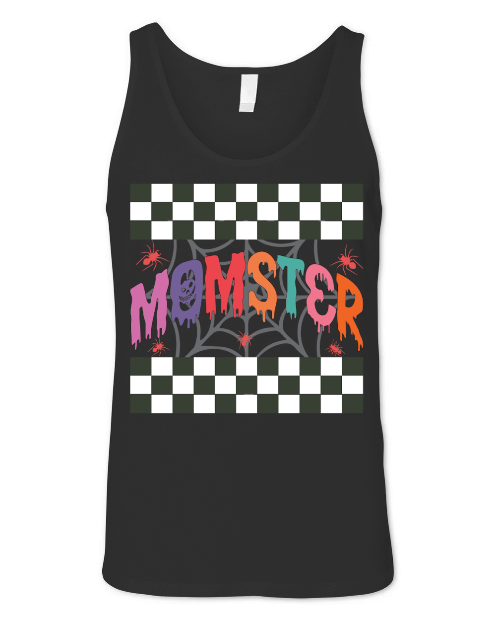 Momster Halloween Mom Retro Checkered Unisex Jersey Tank