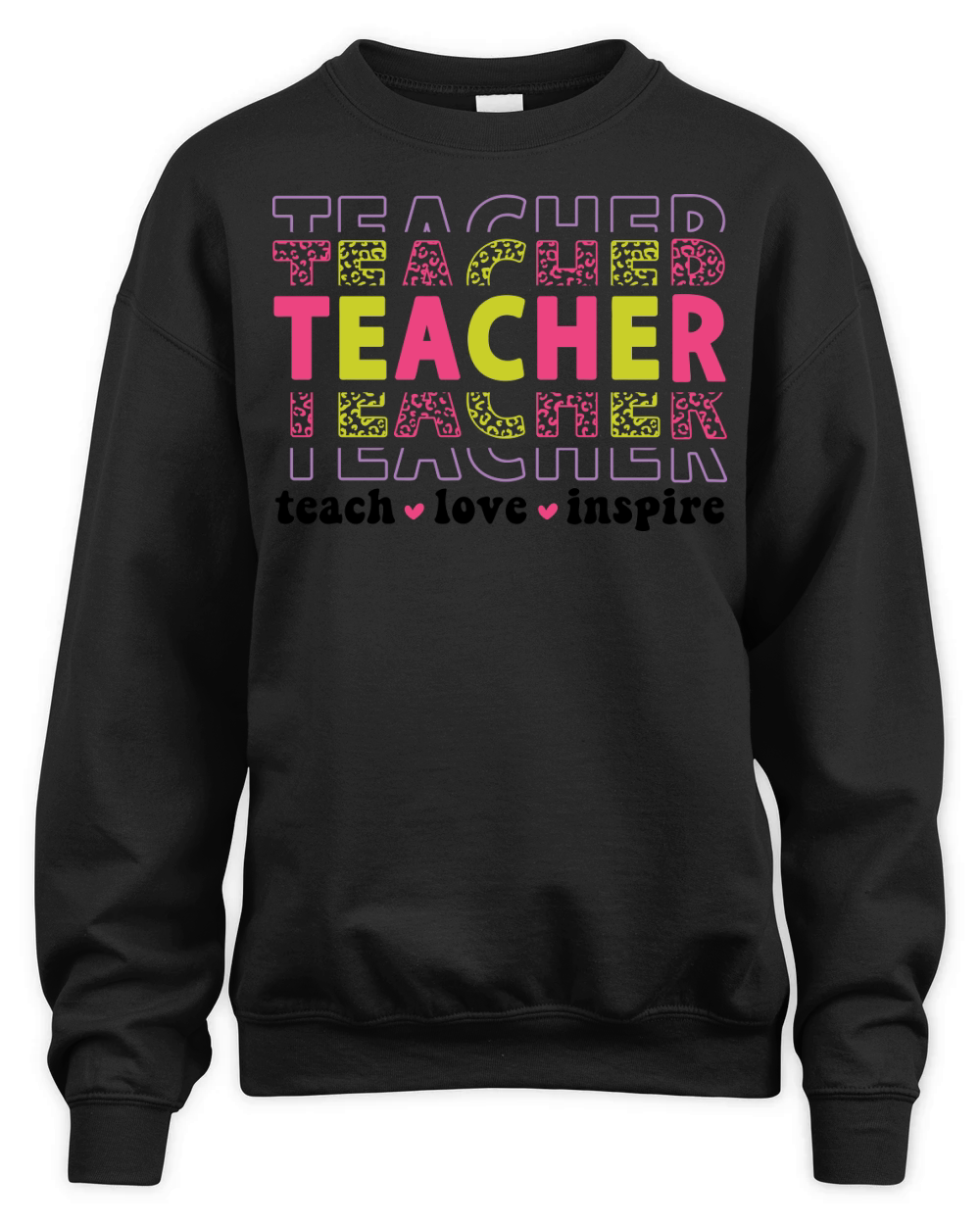 teacher teach love inspire 2 color Unisex Premium Crewneck Sweatshirt