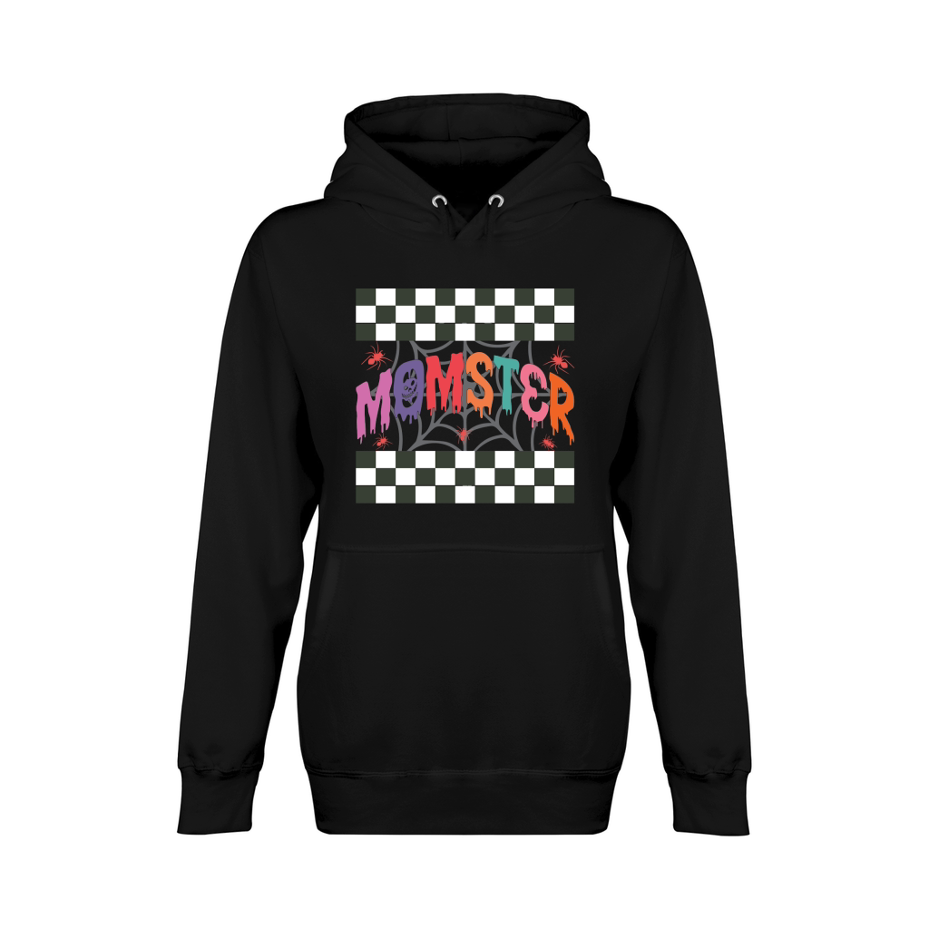 Momster Halloween Mom Retro Checkered Unisex Premium Pullover Hoodie