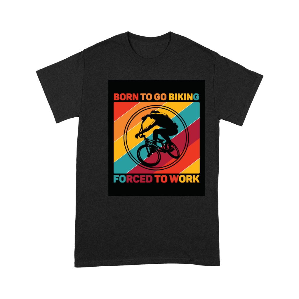 born to go biking forced to work camping Unisex T-Shirt