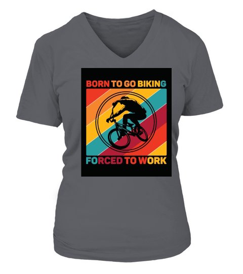 born to go biking forced to work camping V-neck T-Shirt Woman