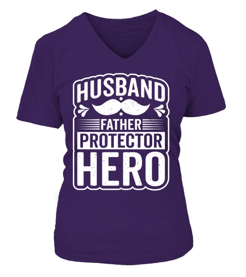 Husband father protector hero 02 V-neck T-Shirt Woman