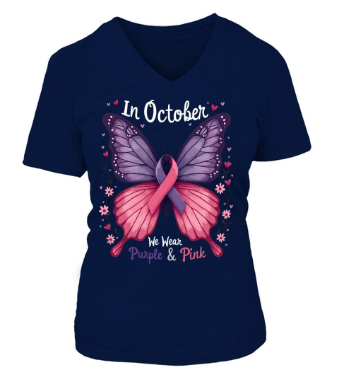 In October We Wear Pink 02 V-neck T-Shirt Woman