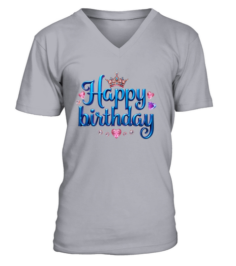 Colorful Metallic Happy Birthday V-Neck T-shirt