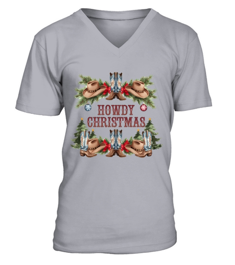 Howdy Christmas Vintage Christmas 4 V-Neck T-shirt