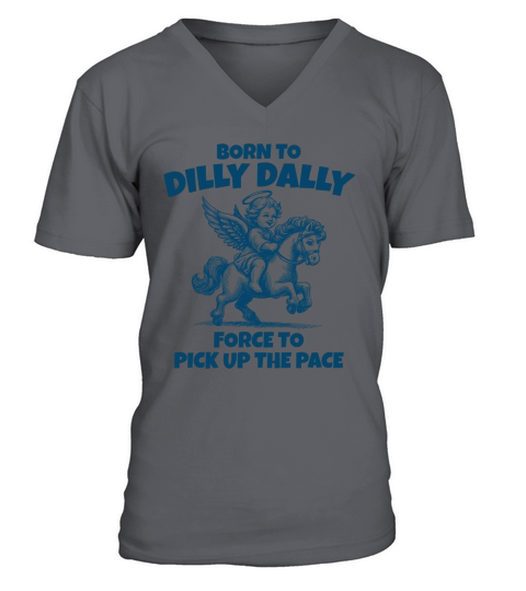 Little Angel Riding A Pony L Blue V-Neck T-shirt