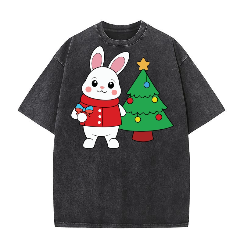 Christmas Rabbit 10 Washed T-Shirt