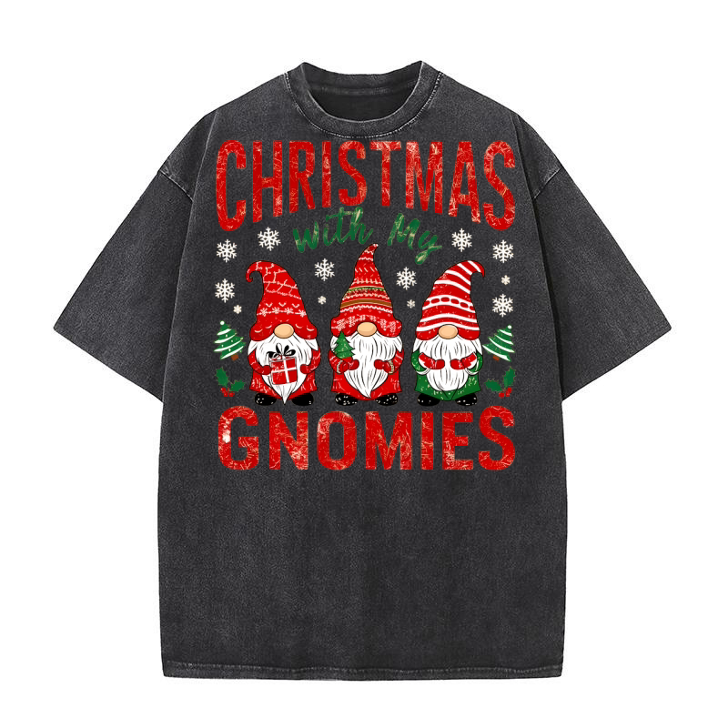 Christmas with my gnomies Washed T-Shirt