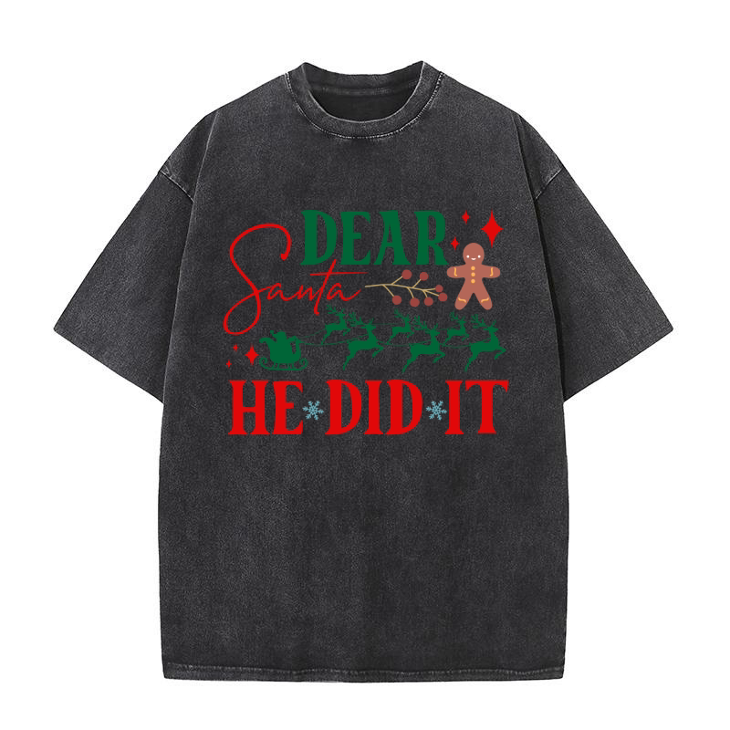 Dear Santa He Did It Washed T-Shirt