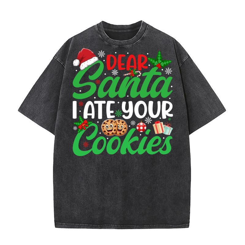 Dear Santa I Ate Your Cookies 4 Washed T-Shirt