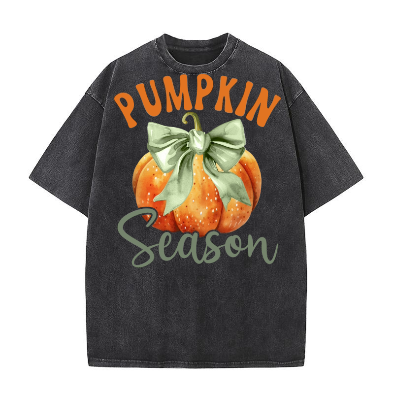 Fall Coquette Pumpkin season 8 Washed T-Shirt