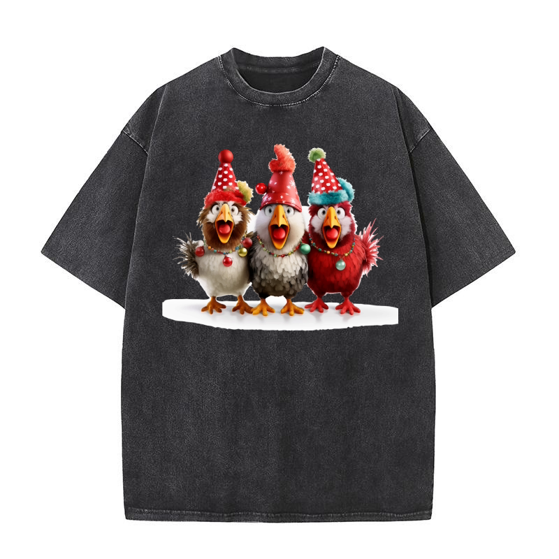 Funny Christmas Chicken 4 Washed T-Shirt