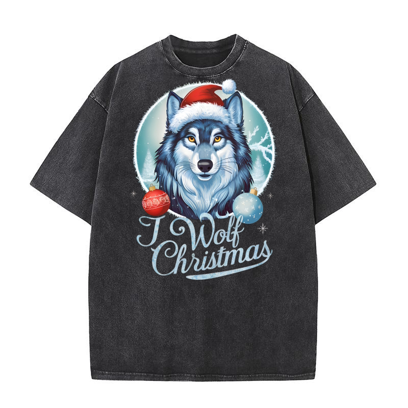 I wolf christmas (2) Washed T-Shirt