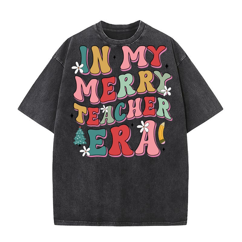In my merry teacher ERA Christmas Washed T-Shirt