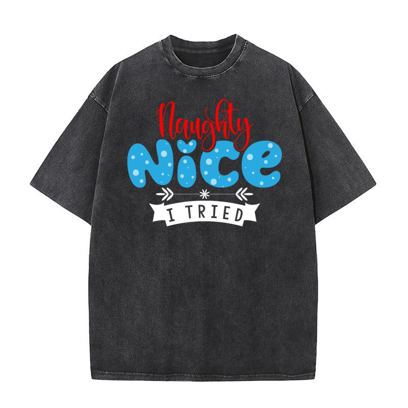 Naughty, Nice, I Tried Washed T-Shirt