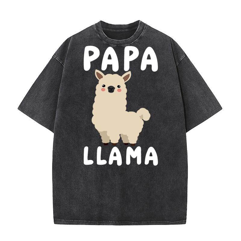 Papa llama 03 Washed T-Shirt