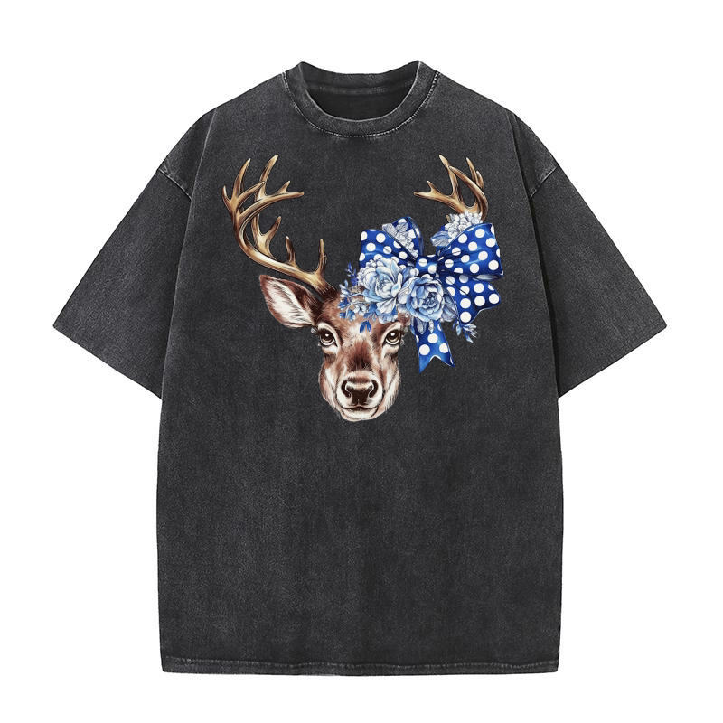 Reindeer coquette bow christmas 2 Washed T-Shirt