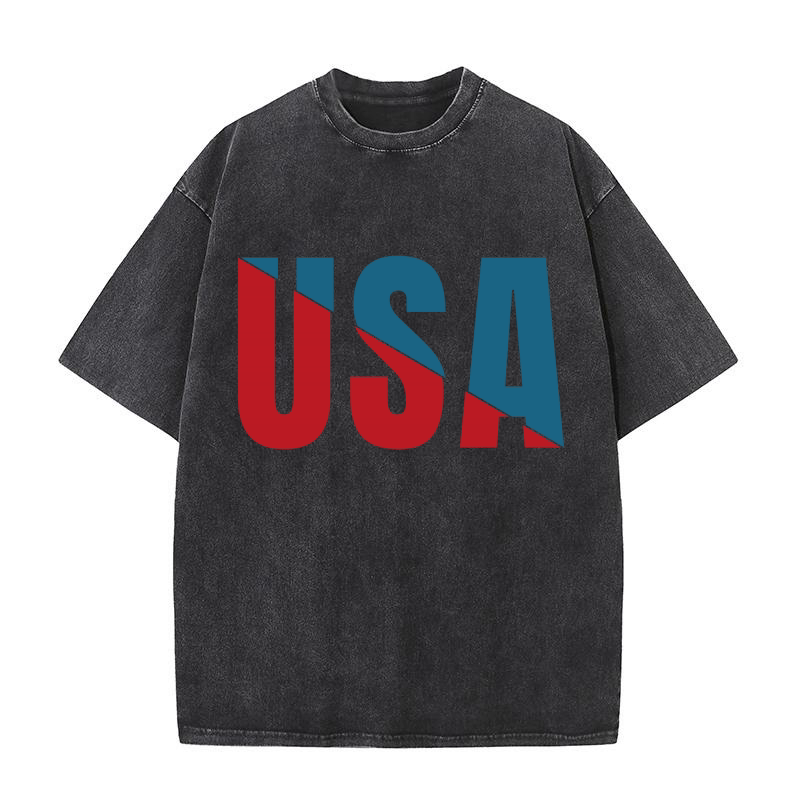 Usa red and blue patriotic Washed T-Shirt