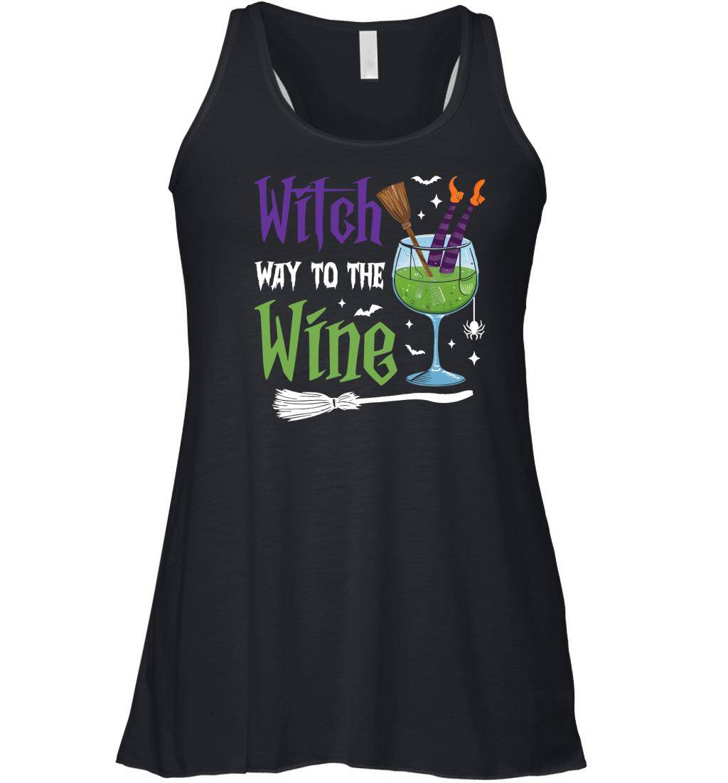 260. witch way to the wine happy halloween Women's Flowy Tank Top