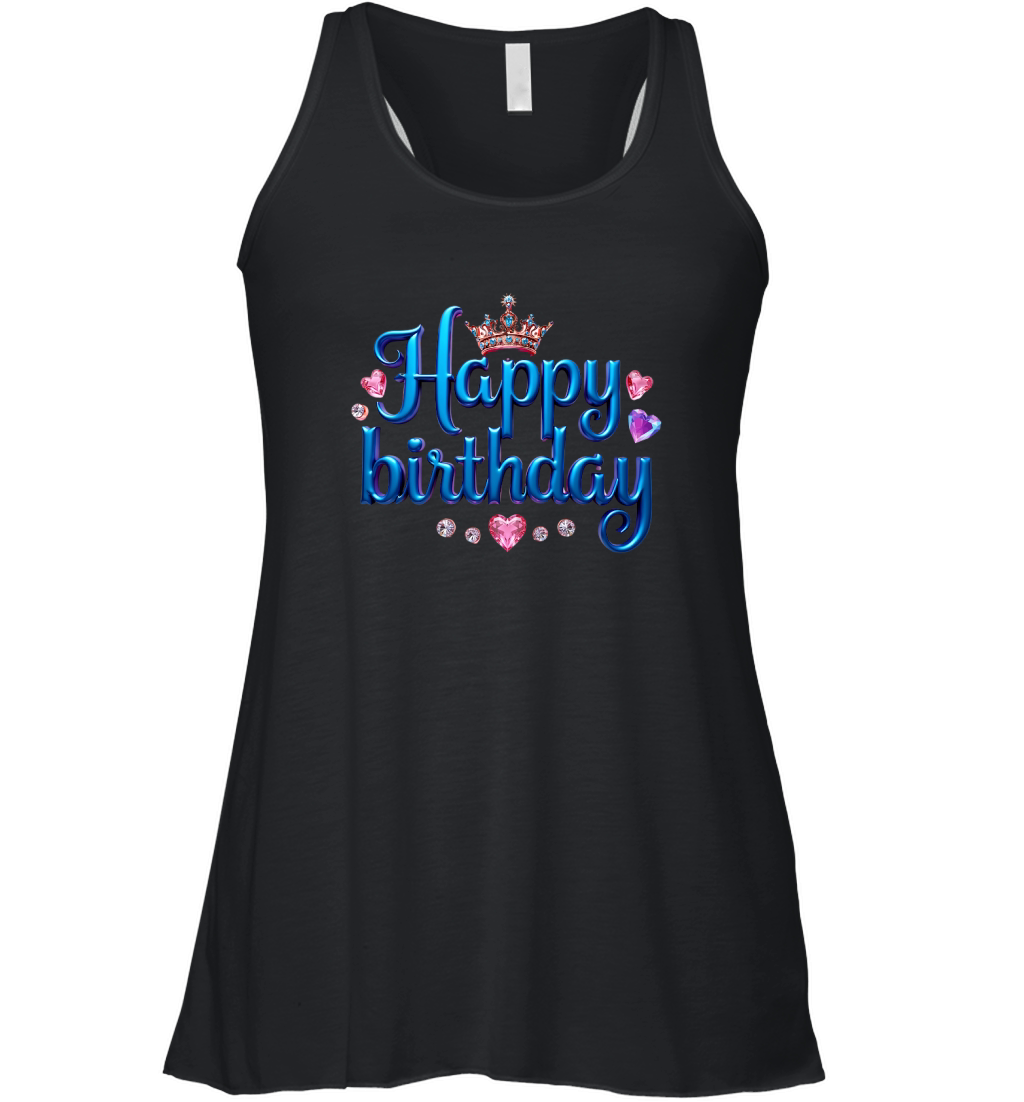 Colorful Metallic Happy Birthday Women's Flowy Tank Top
