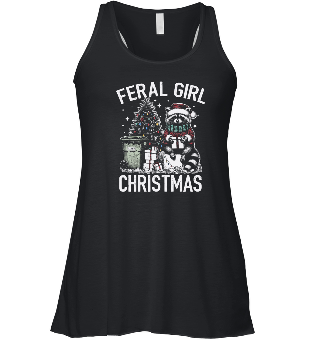 Feral Girl Christmas Raccoon D Color TR Women's Flowy Tank Top